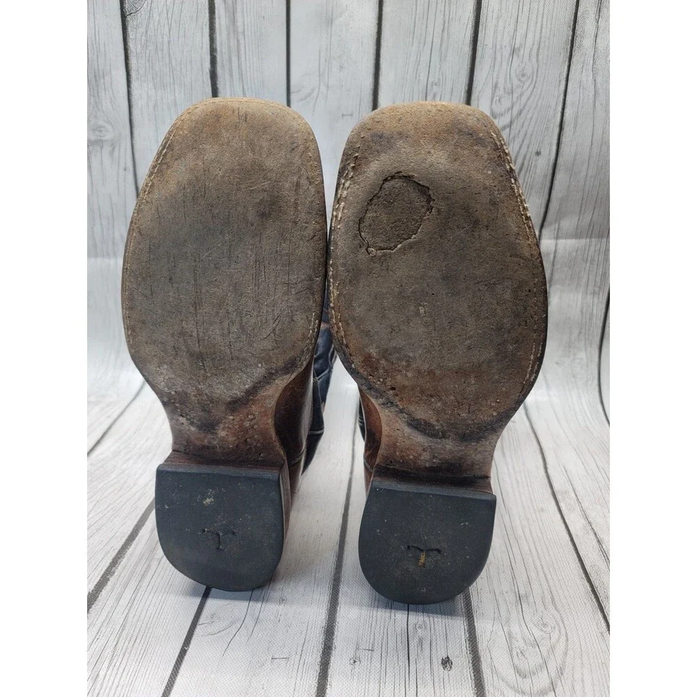 Tecovas The Doc Tan Blue Bison Cowboy Boots Western Men's 10.5 Read Description